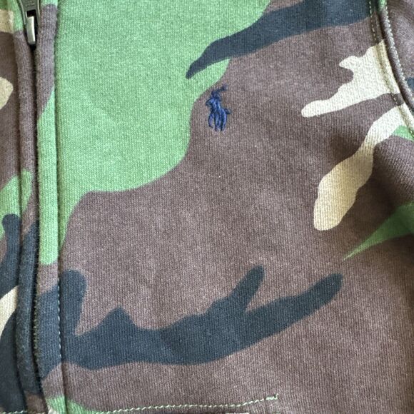 Polo Ralph Lauren Camo Pony Full Zip Fleece Hoodie Jacket Boys Sz 6 - Picture 3 of 8